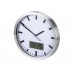 ALUMINIUM WANDKLOK MET LCD-DISPLAY EN THERMOMETER, HYGROMETER & WEERSVOORSPELLING -   25 cm