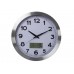 ALUMINIUM WANDKLOK MET LCD-DISPLAY EN THERMOMETER, HYGROMETER & WEERSVOORSPELLING -   35 cm