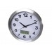 ALUMINIUM WANDKLOK MET LCD-DISPLAY EN THERMOMETER, HYGROMETER & WEERSVOORSPELLING -   35 cm