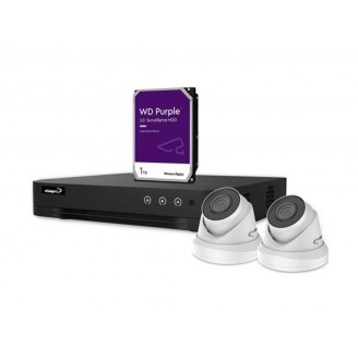 IP-VIDEOBEWAKINGSSET - 4-KANAALS NVR-RECORDER - 2 x WITTE IP DOME-CAMERA - 1 TB HD - KABELS