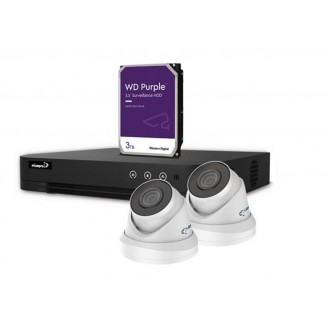 4 MP IP-VIDEOBEWAKINGSSET - 4-KANAALS NVR-RECORDER - 2 x WITTE IP DOME-CAMERA - 3 TB HD - KABELS