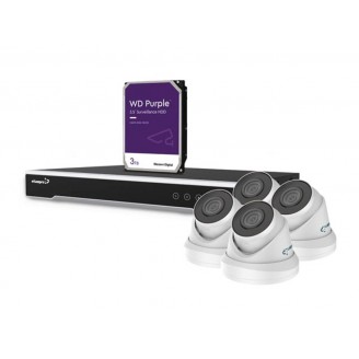 4 MP IP-VIDEOBEWAKINGSSET - 8-KANAALS NVR-RECORDER - 4 x WITTE IP DOME-CAMERA - 3 TB HD - KABELS