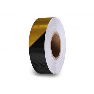 Honingraat reflecterende tape 5cm x 5m - Zwart/Geel