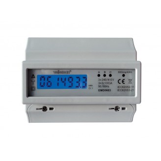 DRIEFASIGE kWh-METER VOOR DIN-RAIL MONTAGE - 7 MODULES - PROFESSIONEEL GEBRUIK