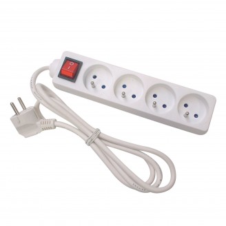 4-VOUDIGE STEKKERDOOS MET SCHAKELAAR - 1.5 m KABEL - WIT - PENAARDE