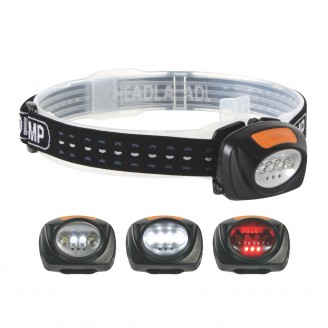 2-in-1 HOOFDLAMP MET 4 WITTE EN 3 RODE LEDS