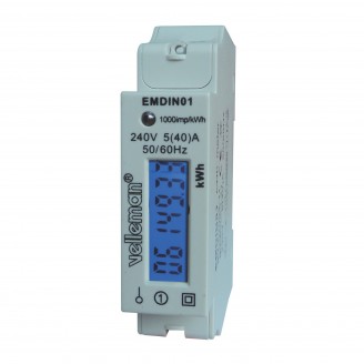Eenfasige kwh-meter voor din-rail montage - 1 module