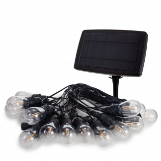 Solar LED - 15 m - 15 warmwitte lampen - zwarte draad