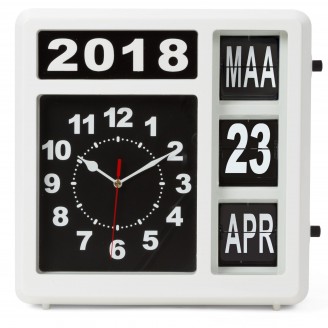 WANDKLOK MET FLIPOVER KALENDER - 31 x 31 cm - NEDERLANDS