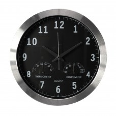 ALUMINIUM WANDKLOK MET THERMOMETER & HYGROMETER -   35.5 cm ALUMINIUM WANDKLOK MET THERMOMETER & HYGROMETER -   35.5 cm
