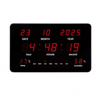 WANDKLOK MET LED-DISPLAY - 37,8 x 25,8 x 2,5 cm